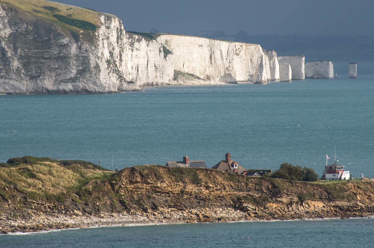 White cliffs above the sea on the Dorset coast